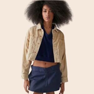 Urban Outfitters BDG Brooklyn Corduroy Cropped Jacket in Ivory Size Medium